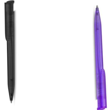 Imagem de Genérico Caneta Esferográfica Retrátil, Corpo em Papel Reciclado, Azul, Kit com 2 Unidades, 15 cm, para Escrita Geral (Preto e Roxo)