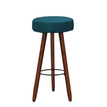 Imagem de Banqueta Alta Estofada Dalia Em Suede Com Pés Em Madeira