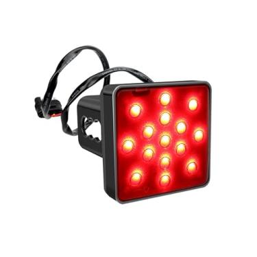 Imagem de Dogary 1 farol de engate de reboque, com receptor de 5 cm, 15 lanternas traseiras quadradas ultra brilhantes de LED, Plug and Play, luzes de freio e luzes traseiras para trailer SUV RV (vermelho)
