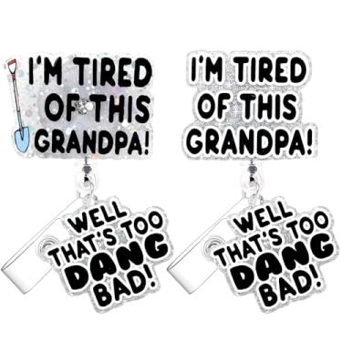 Imagem de Travone 2 peças de carretel de crachá engraçado de enfermeira com clipe de jacaré retrátil Estou cansado deste vovô Suporte de acrílico para trabalhador de escritório, assistente de professor, crachás