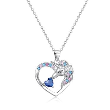 Imagem de DVAVA Colar de unicórnio para meninas, colar com pedra do mês de nascimento de unicórnio para meninas, presentes de aniversário, Natal, Dia dos Namorados, 2cm*2cm, Banhado a ouro, Zircônia cúbica