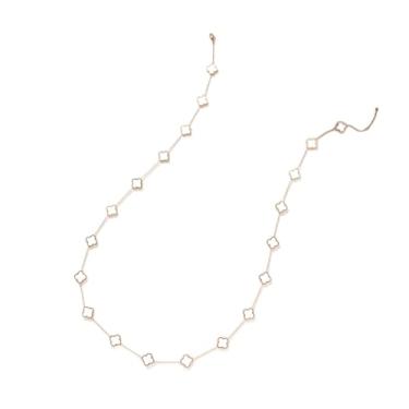 Imagem de Billet-doux Colar de trevo branco banhado a ouro 18K para mulheres - 20 colares de motivos de trevo branco e dourado, joias modernas ajustáveis para presentes