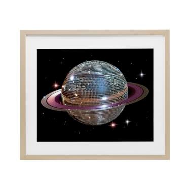 Imagem de Stupell Industries Impressão emoldurada de bétula planeta bola de discoteca roxa sob vidro, design por Decent Exposures, 13 x 16