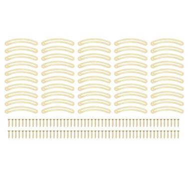 Imagem de Kit de dobradiça de suporte de tampa Soft Close Recurved Stay Dobradiças de ferro duráveis ​​com parafusos de montagem para caixa de madeira Estojo de joias Armário de móveis 100 (Amarela)