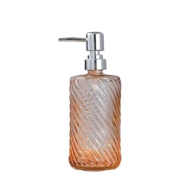 Imagem de Dispensador de sabão Início/Hotel/Banheiro Vidro Push Loção Frasco 500ml Saboneteira Transparente Cilíndrico Azul/Claro Cinza Laranja Rosa(Orange)