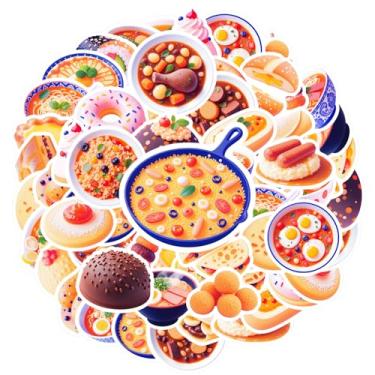 Imagem de 35 peças, alimentos, lanches, sobremesas, cozinha asiática, fast food, adesivos, brinquedos, papelaria, adesivos, adoráveis, adesivos de PVC para guitarra, laptop, capacete, skate, telefone faça você