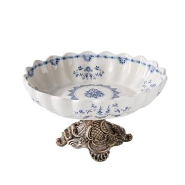 Imagem de Cesta de frutas Cestas de armazenamento de tigela de frutas de cerâmica para rachadura de gelo, tigela de frutas com base de resina, tigelas de frutas para o balcão prato de frutas bandeja de frutas