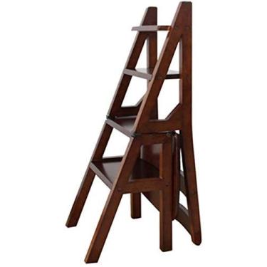 Imagem de Banqueta dobrável de madeira, cadeira de escada dobrável para casa, escada multifuncional, banco de degrau/a (A)
