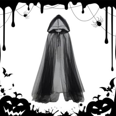 Imagem de Capa gótica da morte | Capa de cosplay gótica feminina com capuz – Roupão leve para cosplay de Halloween para baile de