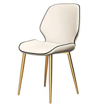 Imagem de Cadeira de jantar, cozinha, sala de jantar, móveis, cadeiras modernas, minimalistas, para restaurante, encosto, cadeiras de jantar, cadeira lateral de couro PU à prova d'água com pernas de metal (cor