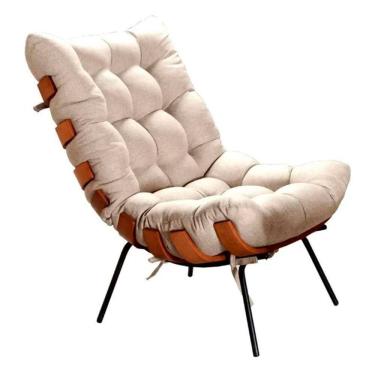 Imagem de Poltrona Costela Tecido Linho Off White