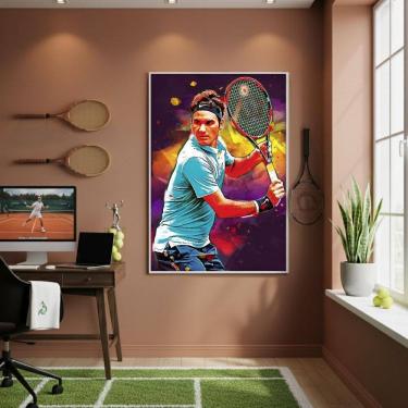 Imagem de Quadro Decorativo Atleta De Tênis-70X50Cm Mold Branca