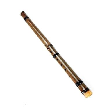 Imagem de Flauta curta de bambu de madeira 8 furos G Tune fio preto instrumento musical tradicional chinês marrom (tecla G)