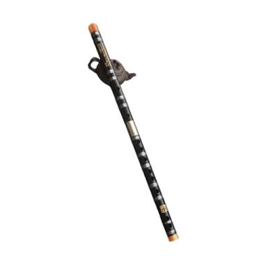 Imagem de Flauta de bambu vintage amarga para iniciantes desempenho profissional dupla inserção branca cobre preto D Tune