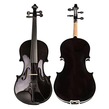 Imagem de Verniz a óleo de violino iniciante violino preto madeira bordo estudante violino violino com arco estojo de descanso de ombro kit de violoncelo (cor: 3/4)