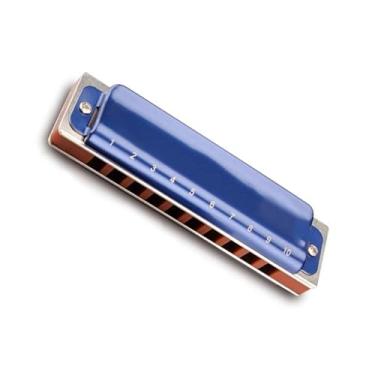 Imagem de Gaita profissional Play 10 furos diatônica blues harmônica latão palhetas material de cobertura de aço inoxidável (cor: E)