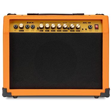 Imagem de LyxPro Amplificador de guitarra elétrica de 40 watts | Amplificador de estúdio de estado sólido com alto-falante de 20 cm e 4 Ohm, controles de equalização personalizados, drive, atraso, entradas passivas/ativas/microfone de ¼", entrada auxiliar e entrada de fone de ouvido – Sunburst