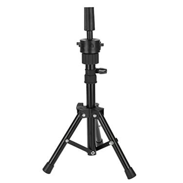 Imagem de Suporte de peruca de plástico profissional ajustável suporte de peruca display de cabeça de manequim para estilo de salão de beleza configuração de secagem prata preto 29 5 58 cm (Tudo preto)