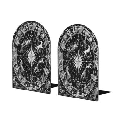 Imagem de Galaxy Constellation Suporte de livros de madeira grande preto decorativo suporte de livros antiderrapante resistente para mesa de escritório em casa biblioteca de estudo escolar divisórias de livros