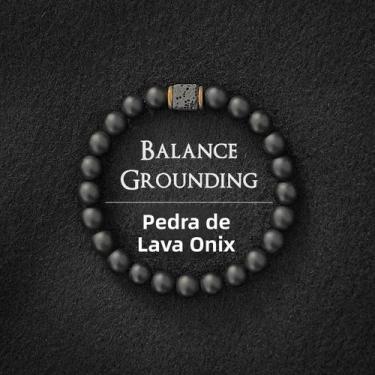 Imagem de Pulseira De Pedra De Lava De Ágata Preta Para Homens, Equilíbrio De En