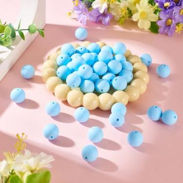 Imagem de 50 contas focais de silicone para caneta, pulseira, cordão de 15 mm, contas redondas de silicone, contas espaçadoras soltas de borracha para chaveiro, colar, joias, artesanato, artesanato