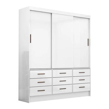 Imagem de Guarda Roupa Sevilha 3 Portas 9 Gavetas Sem Espelho Carioca Moveis Branco