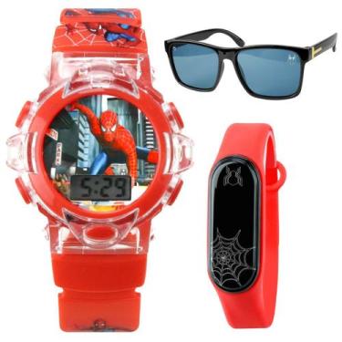 Imagem de Relogio infantil homem aranha digital + oculos proteção uv menino pres