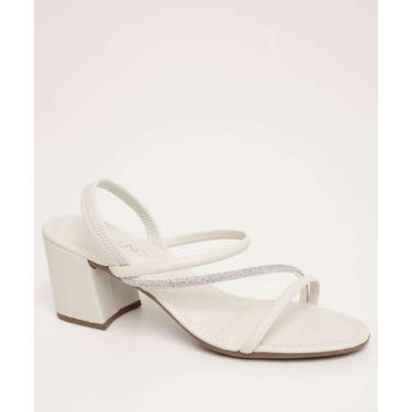 Imagem de Sandália Salto Grosso Feminina Via Uno-61130, 38, Off white