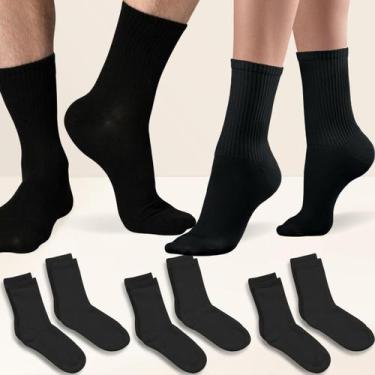 Imagem de Kit 6 Pares Meia Cano Medio Unissex Fitness Academia Preta Cor:PretoTa