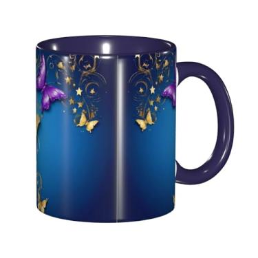 Imagem de Zeraoke Canecas de café criativas com estampa de borboletas, personalizadas, presente para a família, tamanho de 325 ml, unissex