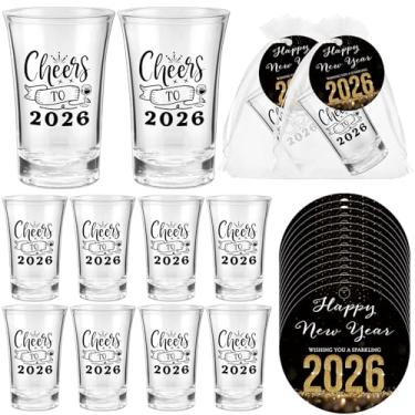 Imagem de Yiyiring Lembranças de festa de feliz ano novo incluem copos de acrílico transparente Cheer to 2025 com cartões de feliz ano novo e sacos de presente copos de bebida para festa de véspera de ano novo