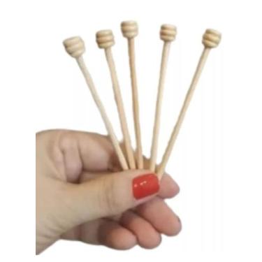 Imagem de Colher De Madeira Pegador De Mel Meleira Kit Com 50 Pçs - Patricinha P