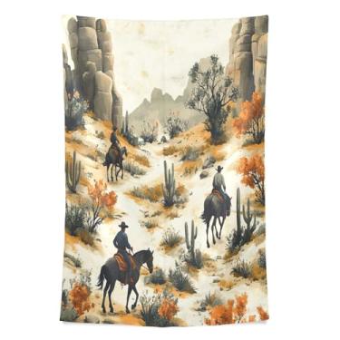 Imagem de STAYTOP Tapeçaria de parede de cowboy norte-americano ocidental tapeçaria para decoração de casa dormitório sala de estar quarto tapete de parede (90 × 60 pol)