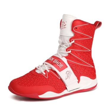 Imagem de B LUCK SHOE Tênis de boxe masculino de cano alto para academia, luta e treinamento esportivo LS308, Vermelho, 42
