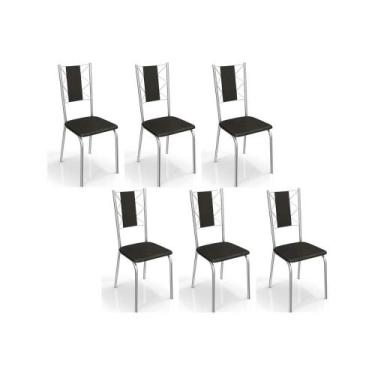 Imagem de Kit 6 Cadeiras de Cozinha Lisboa C076CR Aço 6 Un Cromada/ano Preto - K
