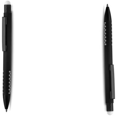 Imagem de Caneta Esferográfica em Alumínio Reciclado, Escrita Azul, Refil Tipo Parker, Ponta Touch Emborrachada, 0.8cm, Ambidestro, 15g (Kit 2 Preto)