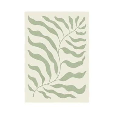 Imagem de Pintura Em Tela Abstrata De Folhas De Palmeira Verde Com Cervo, Arte D