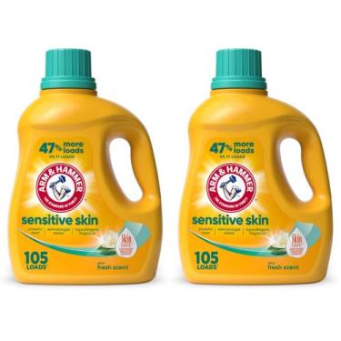 Imagem de Detergente para roupa Arm & Hammer Sensitive Skin 6200 ml, pacote 2