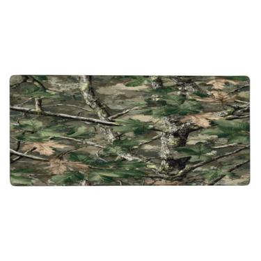 Imagem de Tapete de mouse com arte de camuflagem florestal grande à prova d'água para computador protetor de mesa com base de borracha antiderrapante para escritório, computador, teclado, laptop e mesa de casa