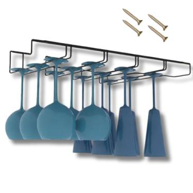 Imagem de Porta Taças Suspenso de Luxo Em Aço Carbono | Suporte Organizador para 12 Taças de Vinho, Champanhe, para Cozinha Planejada, Bar, Pub, Design Moderno, Aramado Preto