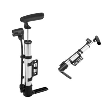 Imagem de Bomba de Ar Manual com Suporte, Alumínio e Plástico, 34cm, Multiuso, Bicos Intercambiáveis Fino e Grosso, para Pneus e Infláveis