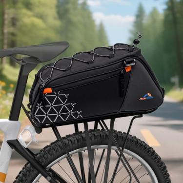 Imagem de Bolsa impermeável para bicicleta 8L | Bolsas Ebike para rack traseiro de bicicleta, cestos Oxford resistentes à água de PVC com tiras refletoras | Bolsa conversível para bicicletas de montanha