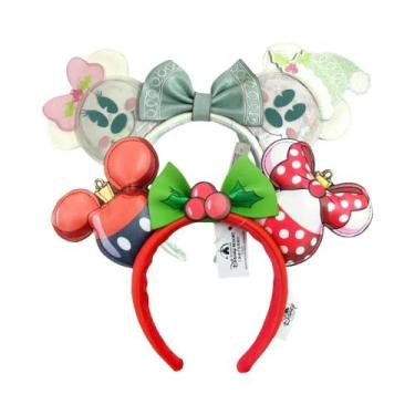 Imagem de Tiara De Natal Disney Mickey Minnie Em Couro PU Com Laço Para Adultos 