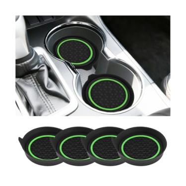 Imagem de Sandfren 4 peças de porta-copos de carro, tapetes embutidos de silicone antiderrapante para veículos, isolamento interno automotivo à prova de peneira, acessórios de almofada de copo de bebida, ajuste