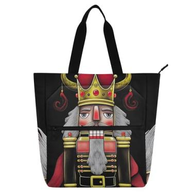 Imagem de GAIGEO Sacola feminina de trabalho com coroa de quebra-nozes de Natal com desenho animado para escola, praia, escola, professores, bolsas com compartimentos