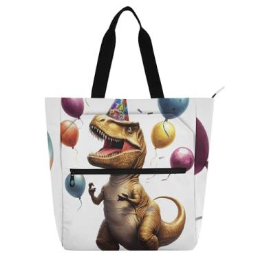 Imagem de Bolsas de trabalho femininas T Rex para presente de aniversário, lona, praia, livros, zíper, bolsas fofas, presente para amantes de livros
