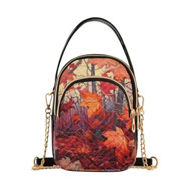 Imagem de GAIGEO Bolsa tiracolo feminina com folhas de bordo outono, bolsa tiracolo com alça removível, bolsa transversal de verão, Folhas vermelhas outono-3, One Size