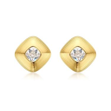 Imagem de FRUMOS Brincos femininos de prata esterlina 925 banhados a ouro 18 quilates com argola hipoalergênica pequena zircônia cúbica, Medium, Metal, Zircônia cúbica