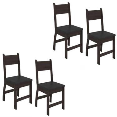 Imagem de Kit de 4 Cadeiras Milano com Tecido em Material Sintetico Amendoa/preto