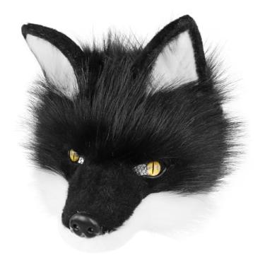 Imagem de hbbhml Máscara de lobo, metade do rosto, animal, cão, raposa, lobisomem para festa de Halloween, cosplay, adereços de fantasia